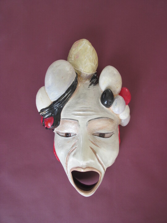 Sculpture intitulée "Masque Butô" par Agnès Bollé (AGNES), Œuvre d'art originale, Bois