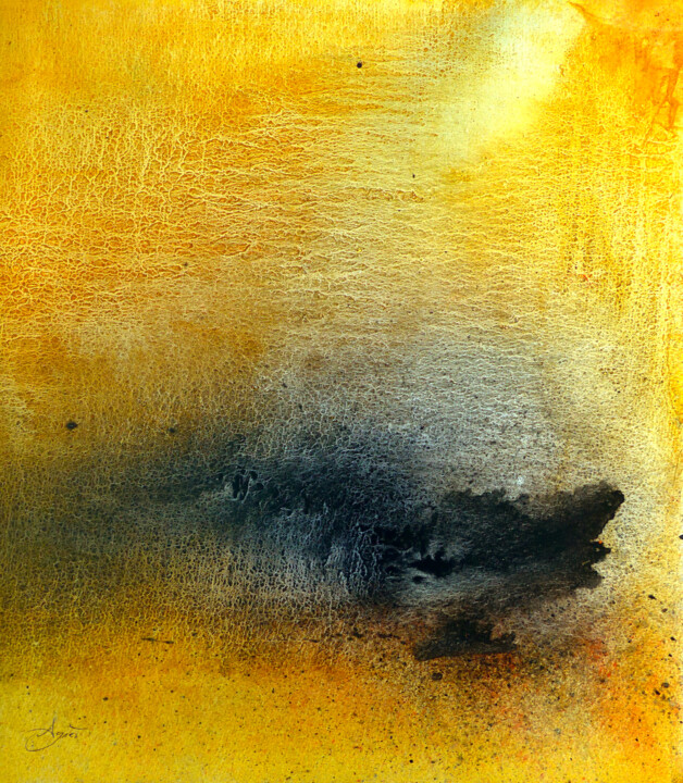 Peinture intitulée "Soleil mouillé" par Agnès Grégis (Au pinceau dansant), Œuvre d'art originale, Aquarelle