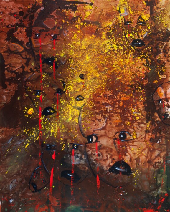 Peinture intitulée "larmes de sang 11" par Agnes Guyon (ag seraphin), Œuvre d'art originale, Acrylique