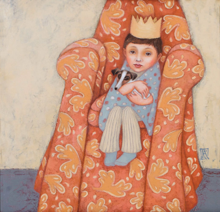 Painting titled "Little  Prinze" by Ágnes Kelemen, Original Artwork, Oil
