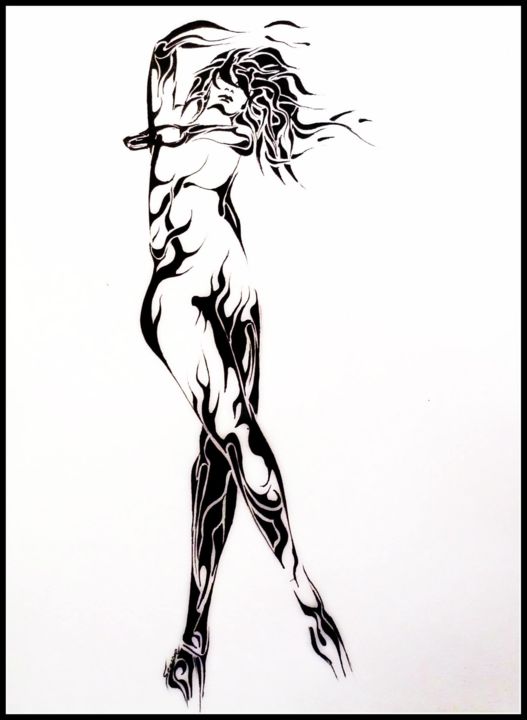 Dessin intitulée "danseuse contempora…" par Agnès Séauve, Œuvre d'art originale