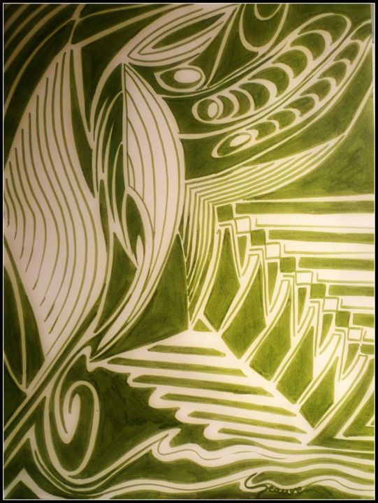 Dessin intitulée "abstract'#2" par Agnès Séauve, Œuvre d'art originale, Marqueur