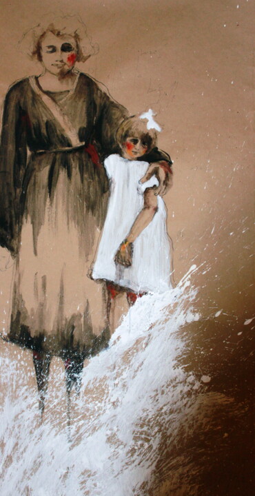 Peinture intitulée "la-bequille-tempera…" par Agnès Vandermarcq, Œuvre d'art originale, Tempera