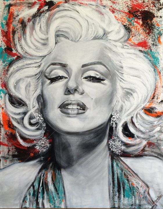 Schilderij getiteld "Marilyn Monroe" door Agnesbens, Origineel Kunstwerk, Acryl