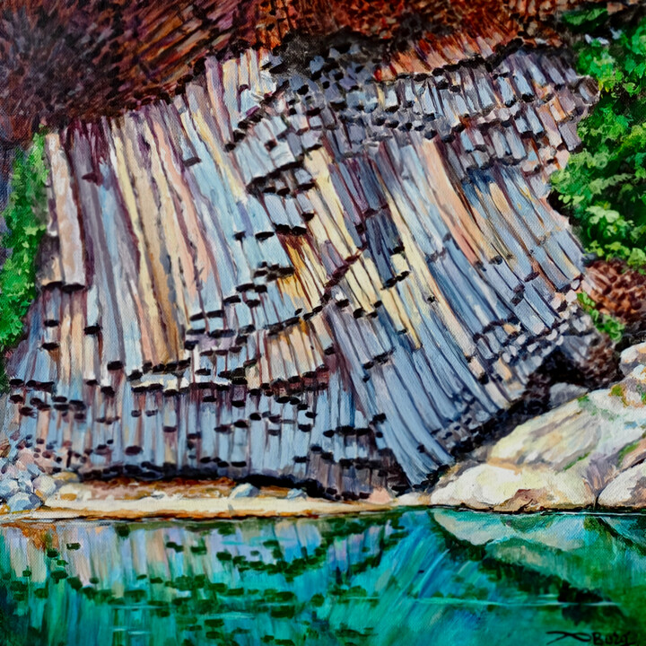 Peinture intitulée "Orgues basaltique e…" par Agnès Borg-Burglen, Œuvre d'art originale, Acrylique Monté sur Châssis en bois