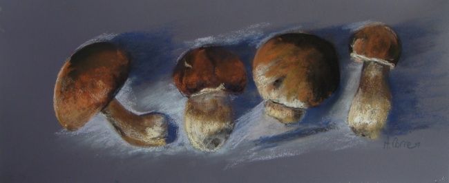 Drawing titled "1ère cueillette de…" by Agnes Corre, Original Artwork, Pastel