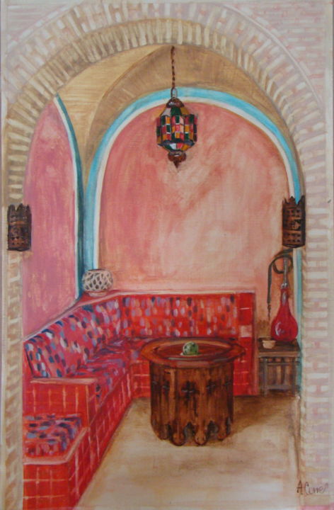 Peinture intitulée "Patio arabe" par Agnes Corre, Œuvre d'art originale