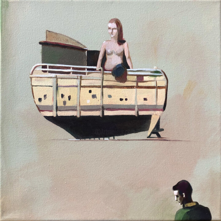 Картина под названием "Noah’s Ark from Fem…" - Agnese Kurzemniece, Подлинное произведение искусства, Акрил Установлен на Дер…