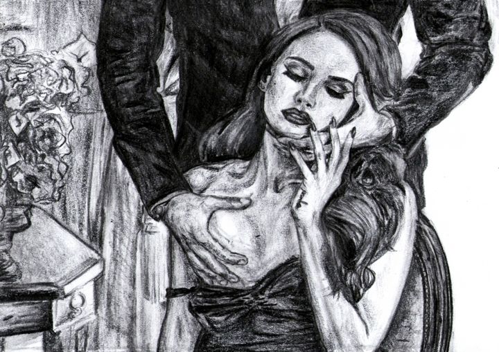 Rysunek zatytułowany „Lana Del Rey” autorstwa Agnes Lumiere, Oryginalna praca, Ołówek
