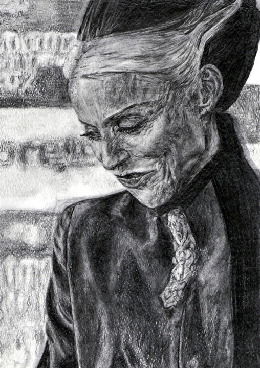 Dibujo titulada "Old lady" por Agnes Lumiere, Obra de arte original, Lápiz