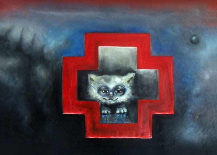 Malerei mit dem Titel "Healthy friend" von Agnes Lumiere, Original-Kunstwerk, Öl