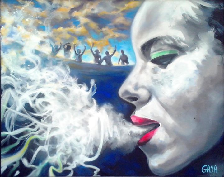 Painting titled "sweet-smoke.jpg" by Gaya, Original Artwork, Acrylic