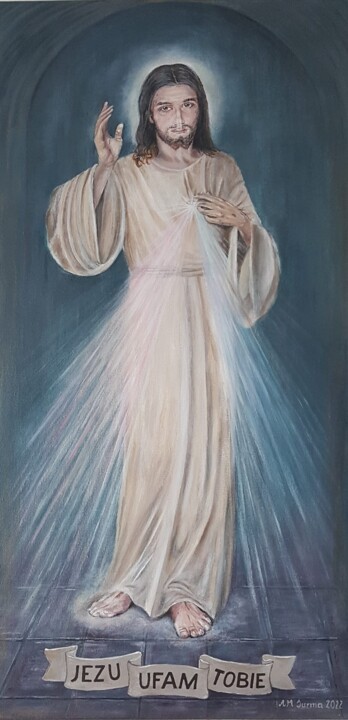 Painting titled "Jezu Ufam Tobie" by Agnieszka Anna Młyńczyk (AM Surma), Original Artwork, Acrylic