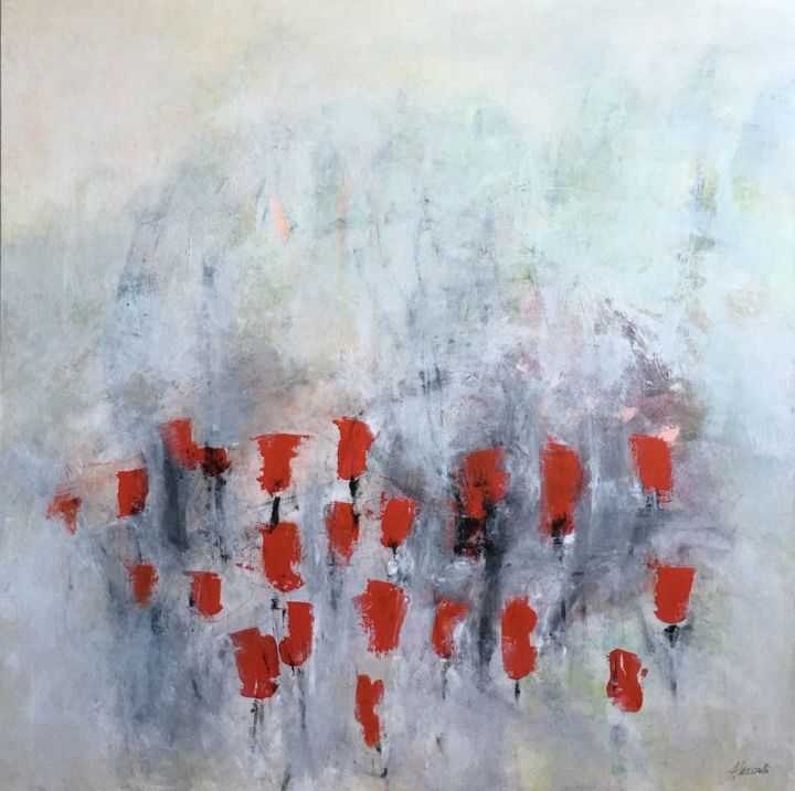 Painting titled "Tulips" by Agnieszka Ceccarelli, Original Artwork, Acrylic