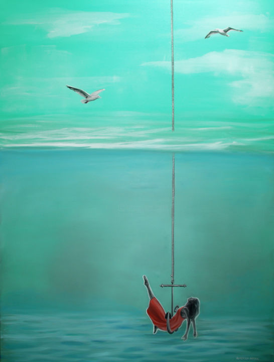 Malarstwo zatytułowany „Do you mind if I ha…” autorstwa Agnieszka Nosek, Oryginalna praca, Olej