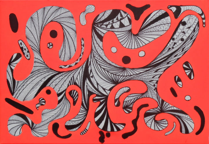 Drawing titled "N-PO3" by Agnieszka Rozek, Original Art, Pigments Mounted on Stretcher frame