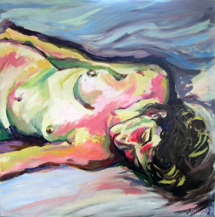 Peinture intitulée "Dormant" par Agnieszka Rozek, Œuvre d'art originale, Huile