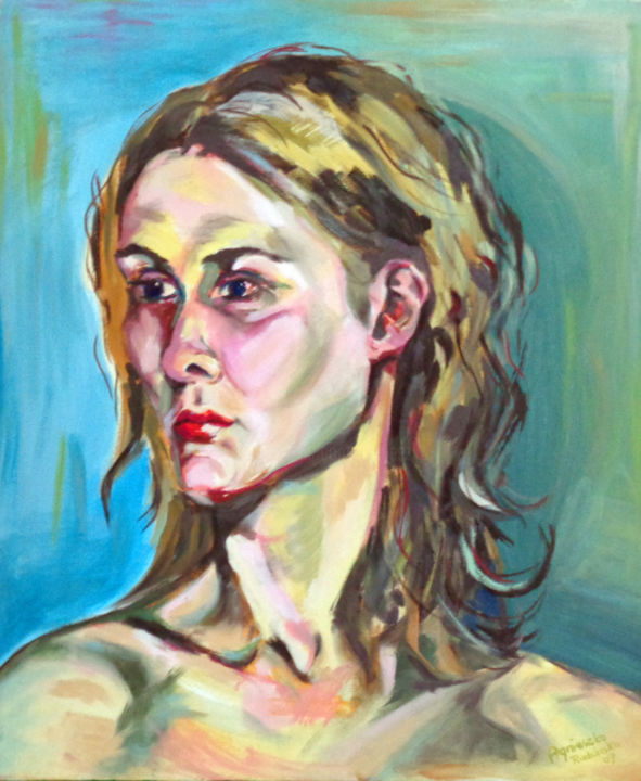 Painting titled "Femme" by Agnieszka Rozek, Original Artwork, Oil