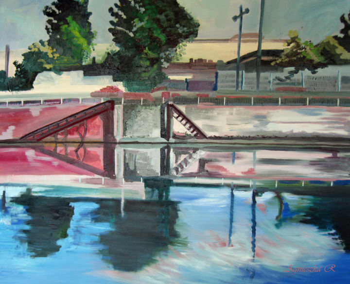 Malerei mit dem Titel "Entre Le Pont Van P…" von Agnieszka Rozek, Original-Kunstwerk, Öl