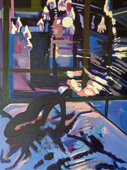 Peinture intitulée "La nuit blanche- Co…" par Agnieszka Rozek, Œuvre d'art originale, Huile