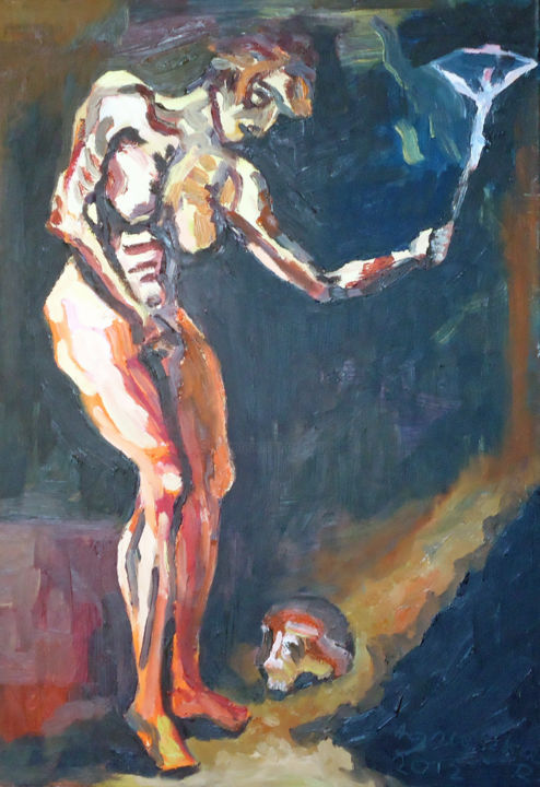 Painting titled "Marche vers la mort" by Agnieszka Rozek, Original Artwork, Oil