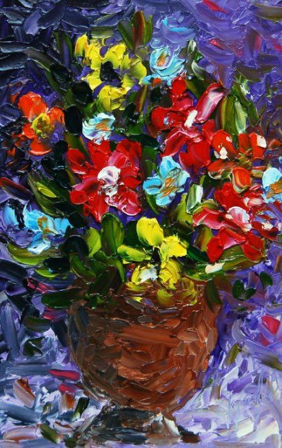 Pintura titulada "BUNCH OF FLOWERS II" por Agnieszka Waksmundzki, Obra de arte original, Oleo