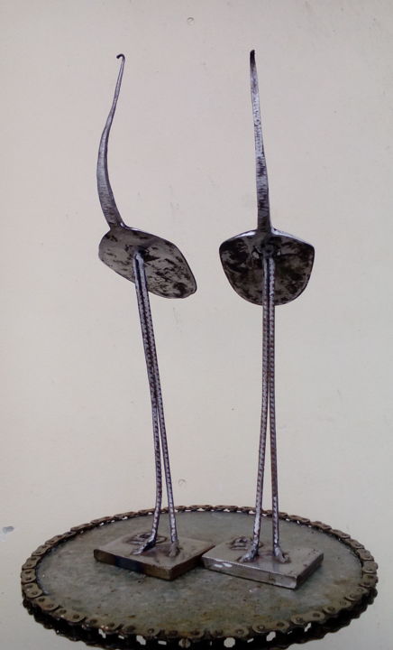 Sculpture titled "Les Inséparables" by Agostinho Dacunha, Original Artwork, Stainless Steel