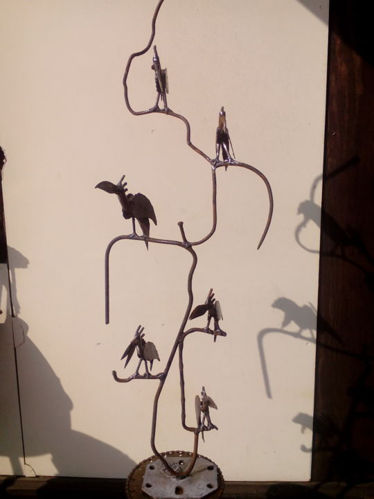 Escultura titulada "Les oiseaux sécateur" por Agostinho Dacunha, Obra de arte original, Metales