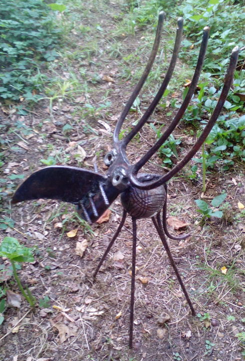 Skulptur mit dem Titel "Petit cerf" von Agostinho Dacunha, Original-Kunstwerk, Metalle