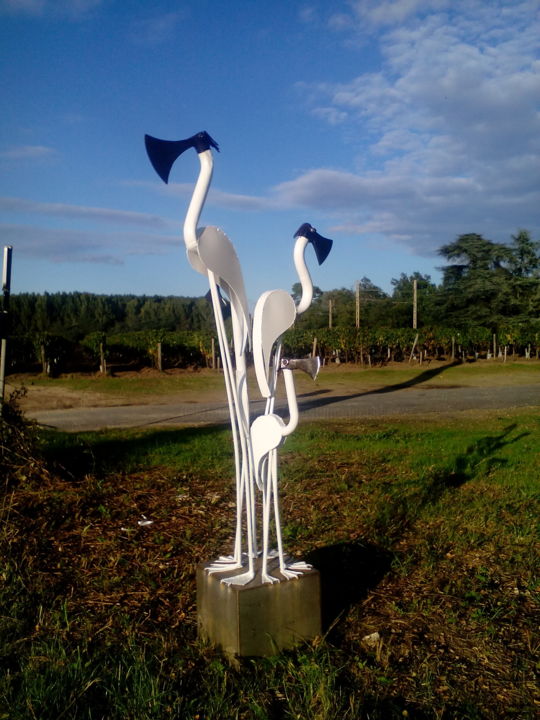 Escultura titulada "Les oiseaux haches" por Agostinho Dacunha, Obra de arte original, Metales