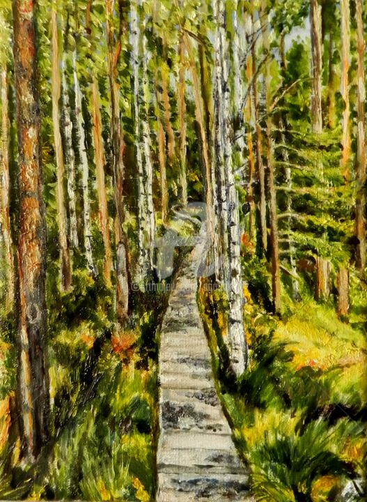 Peinture intitulée "Лес" par Andrei Gudkov, Œuvre d'art originale, Huile
