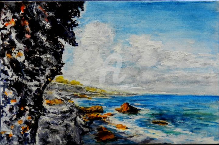 Картина под названием "На берегу 2" - Андрей Гудков, Подлинное произведение искусства, Акварель