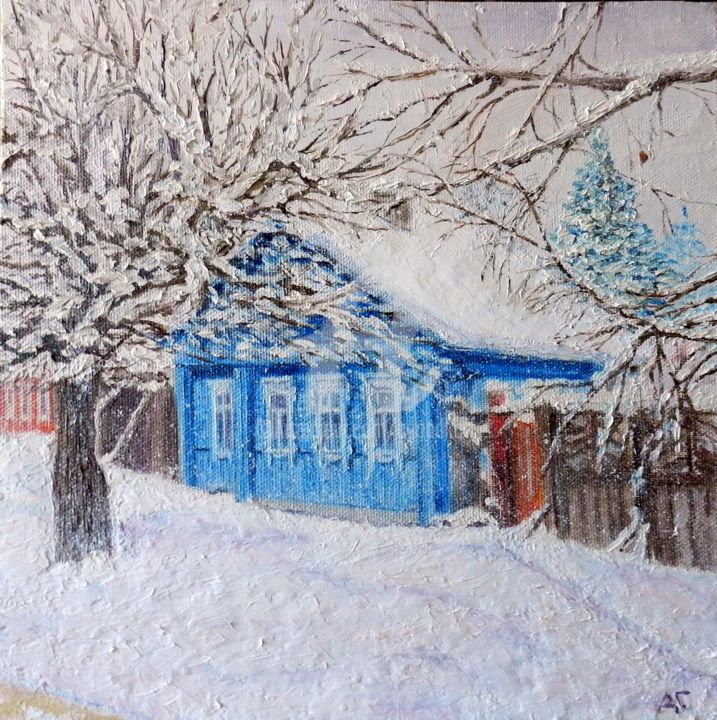 Painting titled "А снег идёт..." by Andrei Gudkov, Original Artwork, Oil