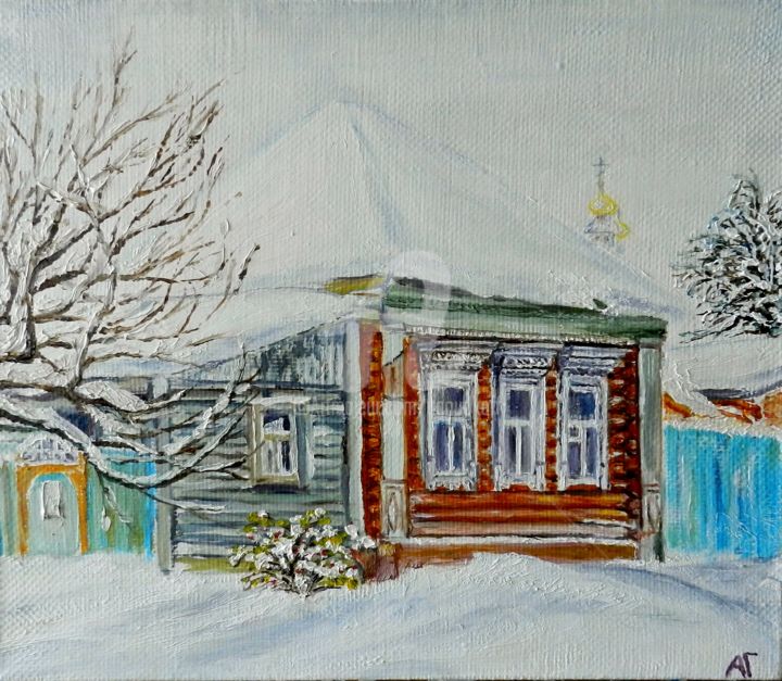 绘画 标题为“Зима в Верее” 由Андрей Гудков, 原创艺术品, 油