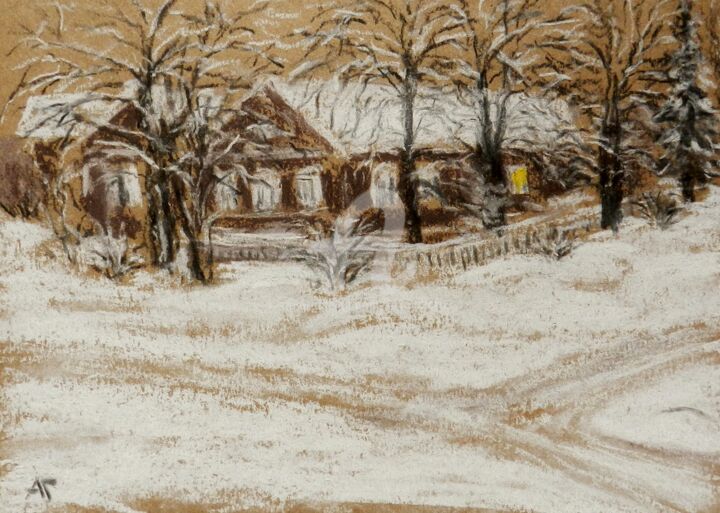 Картина под названием "Домик в провинции 2" - Андрей Гудков, Подлинное произведение искусства, Древесный уголь