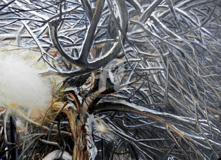 Картина под названием "Каштан" - Андрей Гудков, Подлинное произведение искусства, Акварель