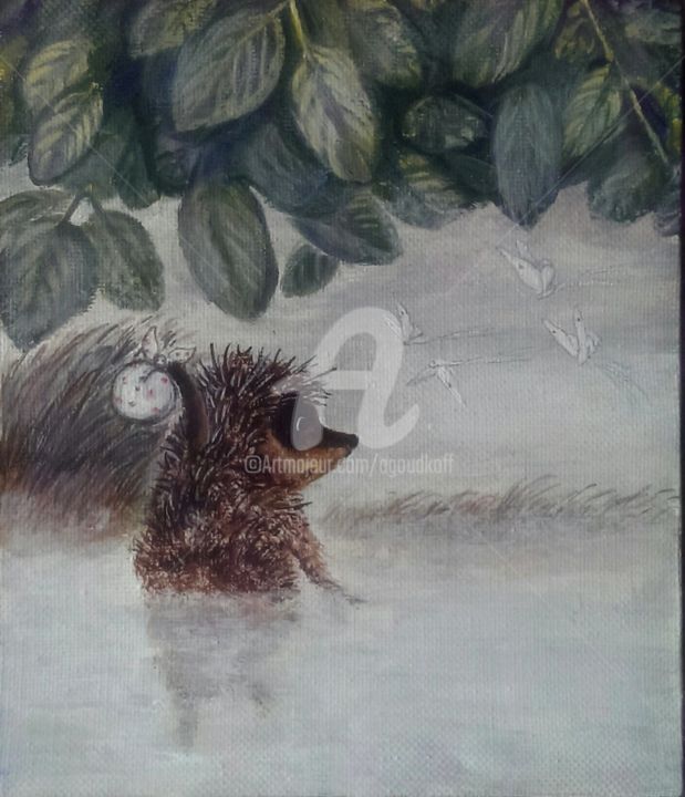Ζωγραφική με τίτλο "Ёжик ( из мультика…" από Андрей Гудков, Αυθεντικά έργα τέχνης, Τέμπερα