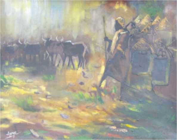 Painting titled "shepherd" by Agoye Charles, Original Artwork