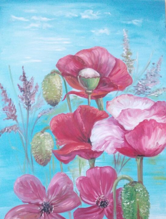 Painting titled "Coquelicot" by Alla Hryshchuk (Aida Allay), Original Artwork, Oil