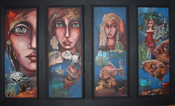 Peinture intitulée "aquacultrice" par Sylvie Preudhomme, Œuvre d'art originale, Autre