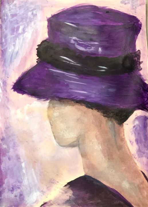Painting titled "Purple Lady" by Julia Csefalvay, Original Artwork, Acrylic