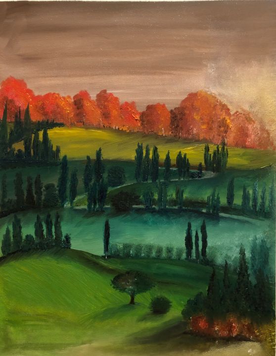 Peinture intitulée "Toscana 1" par Julia Csefalvay, Œuvre d'art originale, Huile
