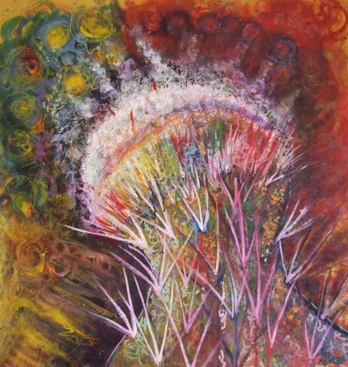 Painting titled "cactus atento" by Emir Aguilar, Original Artwork, Acrylic