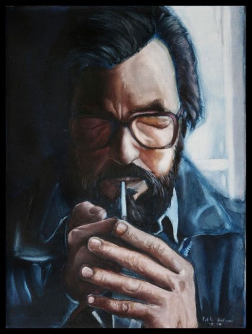 Painting titled "Cortazar" by Ariel Gulluni, Original Artwork