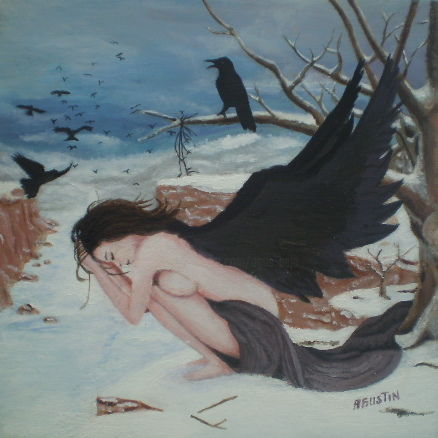 Painting titled "angel-en-la-nieve.j…" by Agustin, Original Artwork, Oil