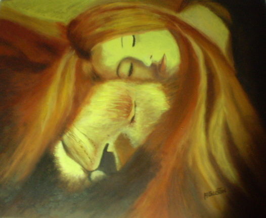 Pintura titulada "el-sueno-del-leon.j…" por Agustin, Obra de arte original, Oleo