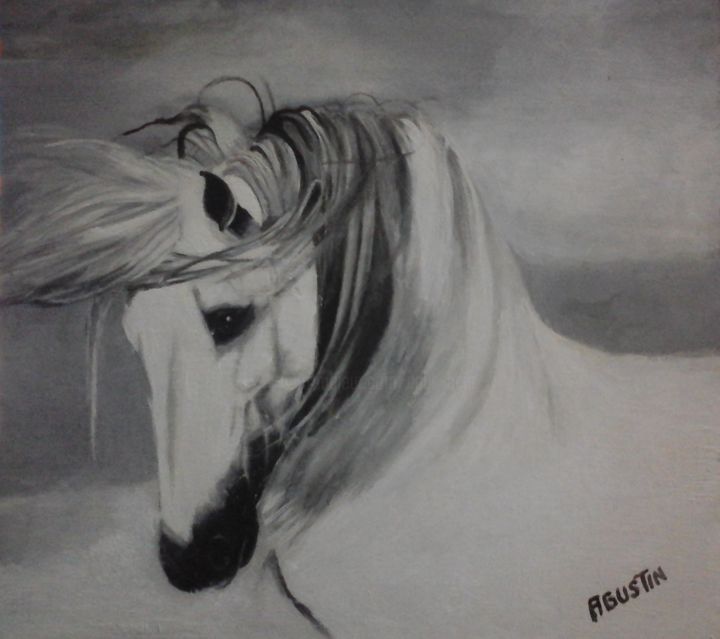 Pintura titulada "caballo-blanco.jpg" por Agustin, Obra de arte original, Oleo