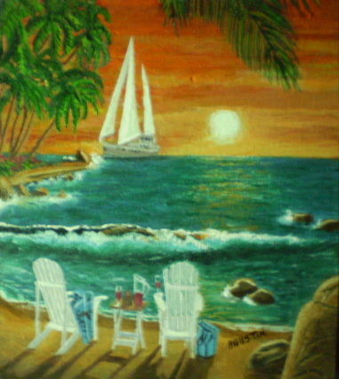 Картина под названием "un-dia-de-playa-1.j…" - Agustin, Подлинное произведение искусства, Масло