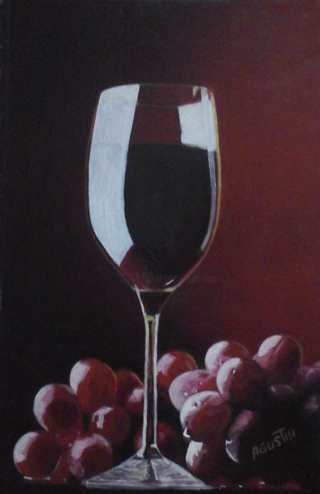 Pintura titulada "copa-y-uva.jpg" por Agustin, Obra de arte original, Oleo