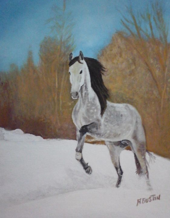 Ζωγραφική με τίτλο "caballo" από Agustin, Αυθεντικά έργα τέχνης, Λάδι